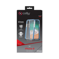 HEXAGON - Cover trasparente azzurro semi rigida, ultra resistente in TPU + Policarbonato compatibile con Apple iPhone Xs/ iPhone X