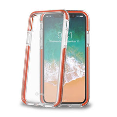 HEXAGON - Cover trasparente arancione semi rigida, ultra resistente in TPU + Policarbonato compatibile con Apple iPhone Xs/ iPhone X