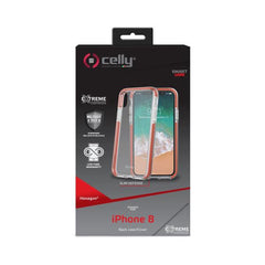 HEXAGON - Cover trasparente arancione semi rigida, ultra resistente in TPU + Policarbonato compatibile con Apple iPhone Xs/ iPhone X