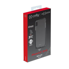 HEXAGON - Cover trasparente nero semi rigida, ultra resistente in TPU + Policarbonato compatibile con Apple iPhone Xs Max
