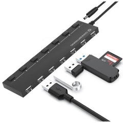 HUB 7-PORTE USB 2.0 con alimentatore (Interruttore, cavo 90cm)