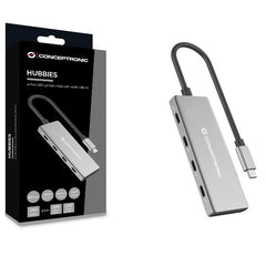 HUB 4-PORTE USB 3.2 GEN 2 -- 10Gbps. 4x USB-C, 100W USB PD, Alluminio