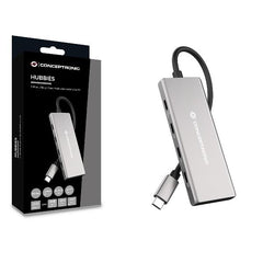 HUB 7-PORTE USB 3.2 GEN 2 -- 10Gbps, 4x USB-C, 3x USB-A, 100W PD USB, Alluminio