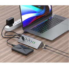 HUB USB 3.0 10-in-1 CARICATORE da 60W COMBO -- 6x USB-A 3.0, 1x USB-C 3.0, 2x USB-A charging, 1x USB-C charging