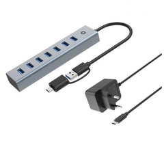 HUB USB 3.0 7 PORTE con alimentatore, 5Gbps, USB-A x 7