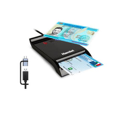 HUSCR-NFCX  Lettore USB-A + USB-C di Smart Card a Contatto e Wireless NFC Carta Identità CIE 3.0, CNS, TS