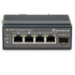 LEVELONE IGP-0501 - SWITCH INDUSTRIALE 5-PORTE GIGABIT POE 802.3at/af. DIN.RAIL, -30°C - 65°C
