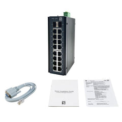 LEVELONE GP-1871 - SWITCH INDUSTRIALE L2 PLUS MANAGED POE 240W 18 Porte, 2x SFP 1G/2.5G, 16x PoE 802.3af/at; -40°C a 75°C, DIN RAIL