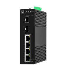 LEVELONE IGS-2106P - SWITCH INDUSTRIALE HILBERT 6-PORTE GIGABIT POE 60W SMART LITE, (2x SFP + 4x PoE 802.3at/af PoE), DIN RAIL, -40°C to 75°C
