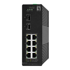 LEVELONE IGS-2110P - SWITCH INDUSTRIALE HILBERT 10-PORTE GIGABIT POE 110W SMART LITE, (8x Gigabit PoE 802.3at/af + 2x SFP), DIN RAIL, -40°C to 75°C