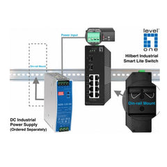 LEVELONE IGS-2110 - SWITCH INDUSTRIALE HILBERT 10-PORTE GIGABIT SMART LITE, (8x Gigabit + 2x Gigabit SFP), DIN RAIL, -40°C to 75°C