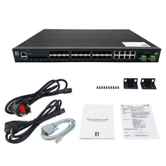 LEVELONE IGX-2872 - SWITCH INDUSTRIALE Gestito L2 Plus a 28 Porte, 8x Combo SFP/RJ45, 16x porte SFP 100/1000BASE-X, 4x porte SFP+ 1/2.5/10GbE, 19", 1AC/2DC, da -40°C a 80°C