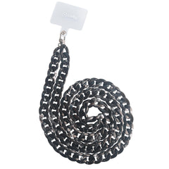 LACETMARBLE - Laccio da collo lunghezza 1.2 mt in Nylon con badge trasparente effetto marmo nero universale per smartphone [SUMMER]