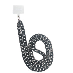 LACETMARBLE - Laccio da collo lunghezza 1.2 mt in Nylon con badge trasparente effetto marmo nero universale per smartphone [SUMMER]