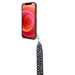LACETMARBLE - Laccio da collo lunghezza 1.2 mt in Nylon con badge trasparente effetto marmo nero universale per smartphone [SUMMER]