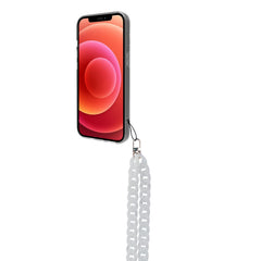 LACETMARBLE - Laccio da collo lunghezza 1.2 mt in Nylon con badge trasparente effetto marmo bianco universale per smartphone [SUMMER]