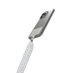 LACETMARBLE - Laccio da collo lunghezza 1.2 mt in Nylon con badge trasparente effetto marmo bianco universale per smartphone [SUMMER]