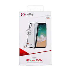 LASER MATT - Cover trasparente morbida con effetto metallo colore nero compatibile con Apple iPhone Xs/ iPhone X