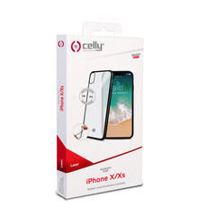 LASER MATT - Cover trasparente morbida con effetto metallo colore nero compatibile con Apple iPhone Xs/ iPhone X