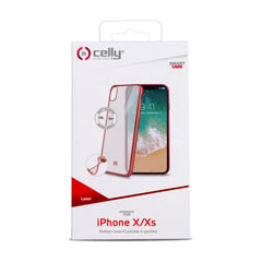 LASER MATT - Cover trasparente morbida con effetto metallo colore rosso compatibile con Apple iPhone Xs/ iPhone X