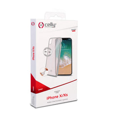LASER MATT - Cover trasparente morbida con effetto metallo colore argento compatibile con Apple iPhone Xs/ iPhone X