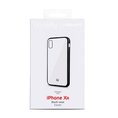 LASER MATT - Cover trasparente morbida con effetto metallo colore nero compatibile con Apple iPhone Xr