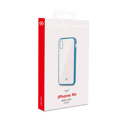 LASER MATT - Cover trasparente morbida con effetto metallo colore azzurro compatibile con Apple iPhone Xr