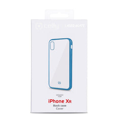 LASER MATT - Cover trasparente morbida con effetto metallo colore azzurro compatibile con Apple iPhone Xr