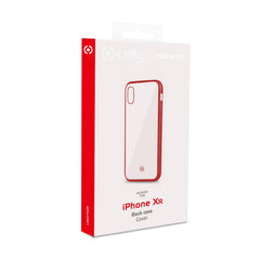 LASER MATT - Cover trasparente morbida con effetto metallo colore rosso compatibile con Apple iPhone Xr