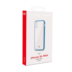LASER MATT - Cover trasparente morbida con effetto metallo colore azzurro compatibile con Apple iPhone Xs Max