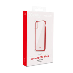 LASER MATT - Cover trasparente morbida con effetto metallo colore rosso compatibile con Apple iPhone Xs Max