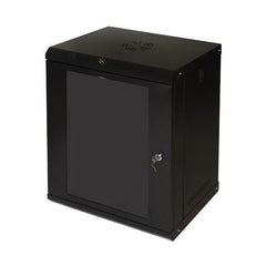 ARMADIO RACK 19" 12U LINK SERIE LIGHT COLORE NERO CON PORTA VETRO (AxPxL) MM 600x400x530 RIPIANO INCLUSO