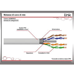 CAVO SOLIDO SCHERMATO FTP PER RETI CATEGORIA 6 PVC AWG23 MATERIALE CCA MATASSA MT 305 CLASSE CPR ECA GUAINA BIANCA
