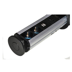 MULTIPRESA A SCOMPARSA CON 2 PORTE ALIMENTAZIONE ITA/SCHUKO, 2 PORTE USB + 1 RJ45 + 1 RJ11 + 1 HDMI FEMMINA