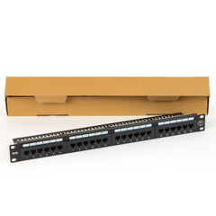 PANNELLO PATCH 19" NON SCHERMATO UTP 24 PORTE 8 POLI RJ45 PER RETI CATEGORIA 6 NERO