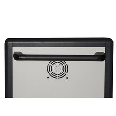 ARMADIO ALLOGGIAMENTO 60 TABLET CON RUOTE MULTIPRESE INCLUSE VENTOLE DI RAFFREDDAMENTO PORTA IN ACCIAIO TRAFORATA COLORE GRIGIO NERO