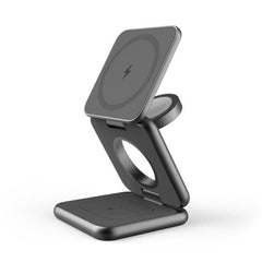 MAGFOLD3IN1 - Caricabatteria wireless 3in1, Tecnologia Magsafe, ricarica fino a 3 dispositivi, potenza massima 15 Watt, pieghevole