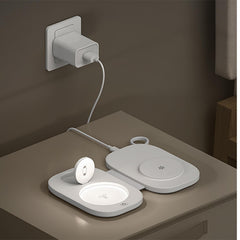 MAGPOCKET3IN1 - Caricabatteria Wireless magnetico 3in1, Tecnologia Magsafe, potenza massima 15 Watt, pieghevole, ultra sottile