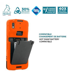 Custodia protettiva rugged per Zebra TC22 / TC27 con cinturino da mano – PROTECH – Arancione