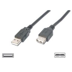 NILOX TECH - Cavo con connettore USB-A 2.0 a connettore USB-A 2.0, velocità max trasferimento 480 Mbit/s, maschio a femmina, schermato, lunghezza cavo 1.8 mt
