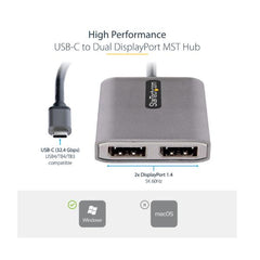 Adattatore USB-C a DisplayPort a 2 Porte - Hub MST Doppia Porta DP 1.4 Alt Mode e DSC