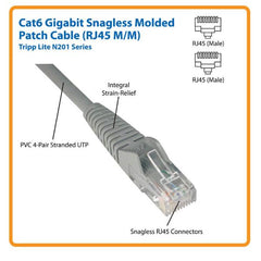 Tripplite cavo Ethernet (RJ45 M/M) modellato (UTP) Cat6 Gigabit nero, 2,13 m - N201-007-BK