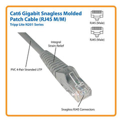 Tripplite cavo Ethernet (RJ45 M/M) modellato (UTP) Cat6 Gigabit blu, 2,13 m - N201-007-BL