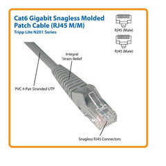 Tripplite cavo Ethernet (RJ45 M/M) modellato (UTP) Cat6 Gigabit nero, 4,57 m - N201-015-BK