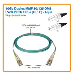 Tripplite cavo patch in fibra 10Gb/100Gb duplex multimodale 50/125 OM4 LSZH (LC/LC) - Acqua, 1m - N820-01M-OM4