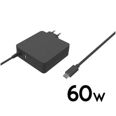 NILOX TECH - Caricabatteria da rete con Power Delivery, potenza massima 60 Watt, ultra sottile, porta USB-A, lunghezza cavo 1.8 mt