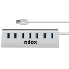 NILOX TECH - Hub con 7 porte USB 3.0, retrocompatibile con USB 2.0, 1.1 e 1.0, velocità di trasferimento dati fino a 5Gbps, connettore USB-A output