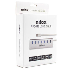 NILOX TECH - Hub con 7 porte USB 3.0, retrocompatibile con USB 2.0, 1.1 e 1.0, velocità di trasferimento dati fino a 5Gbps, connettore USB-A output