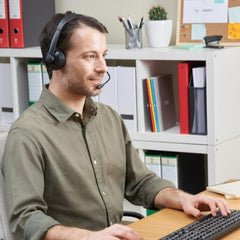 NILOX TECH - Cuffia con connessione porta USB, regolazione del suono, modalità mute dell'altoparlante e del microfono