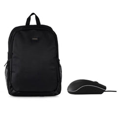 NILOX TECH - Zaino per Notebook/Laptop 15,6”, spallacci imbottiti e regolabili, 2 ampi scomparti + Mouse USB 1000 DPI, lunghezza cavo 1.2 mt, 3 pulsanti